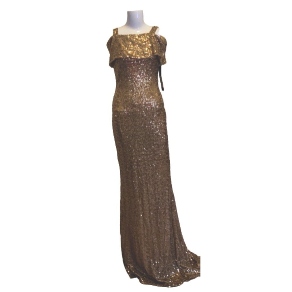 Gold Sequins Badgley Mischka Formal Gown